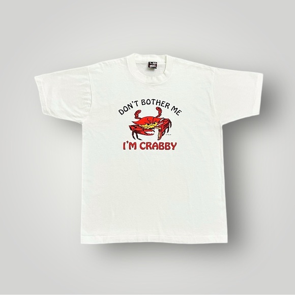 Vintage 90s Don't Bother Me I'm Crabby Graphic Comedy Single Stitch Shirt - Picture 5 of 5